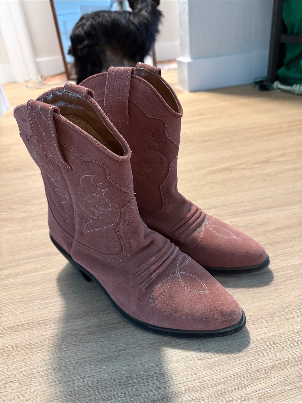 Urban Outfitters Dusty Rose Suede Lace-Up Western Ankle Boots